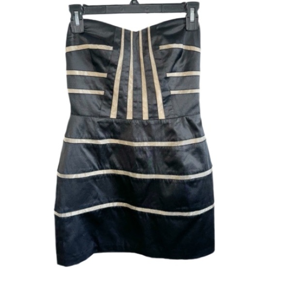 BCBGeneration Black Mini Bustier Dress Sz 4 Strapless Fairy Goth Witchy - Picture 1 of 7